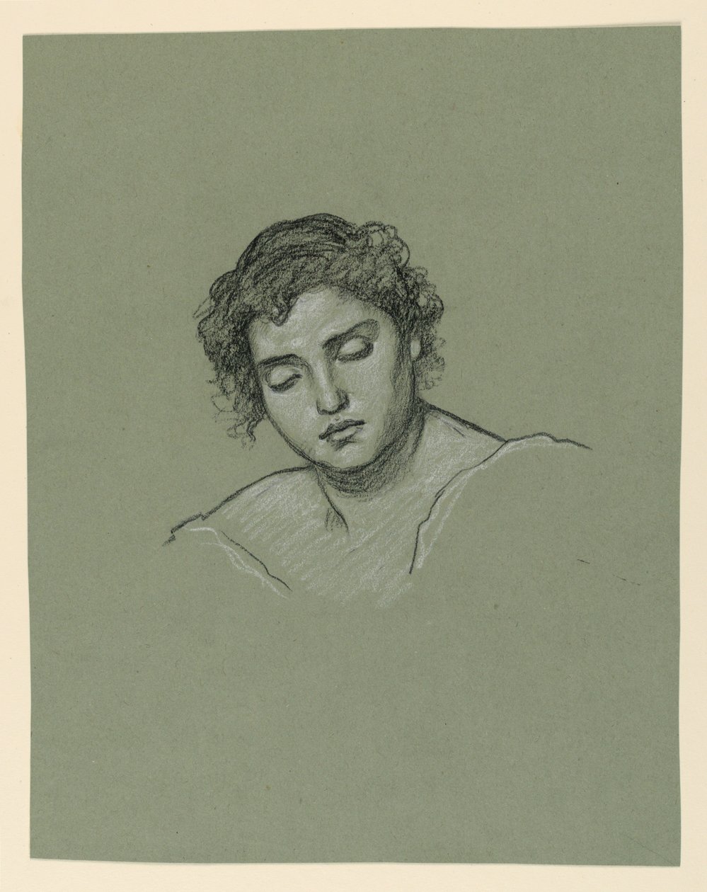 Rajz, Női fej, 1885 körül alkotó: Elihu Vedder