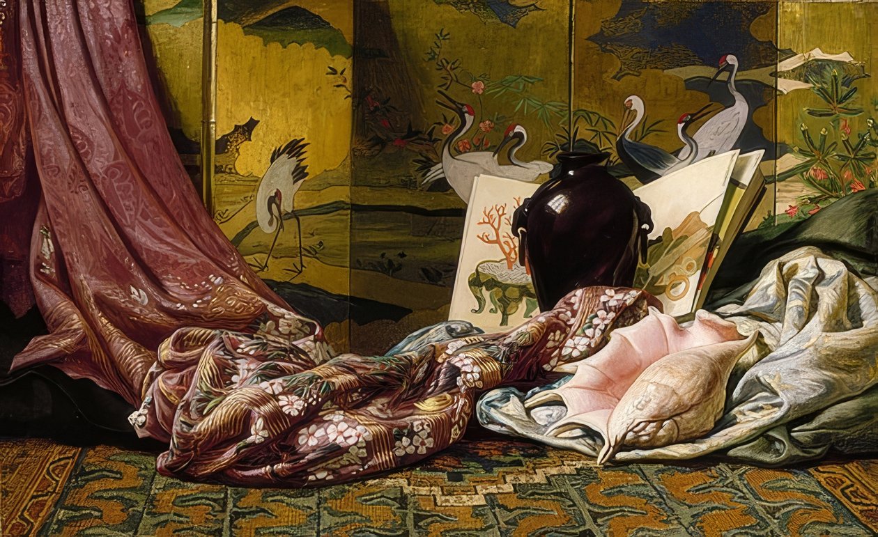 Japán csendélet. 1879 alkotó: Elihu Vedder
