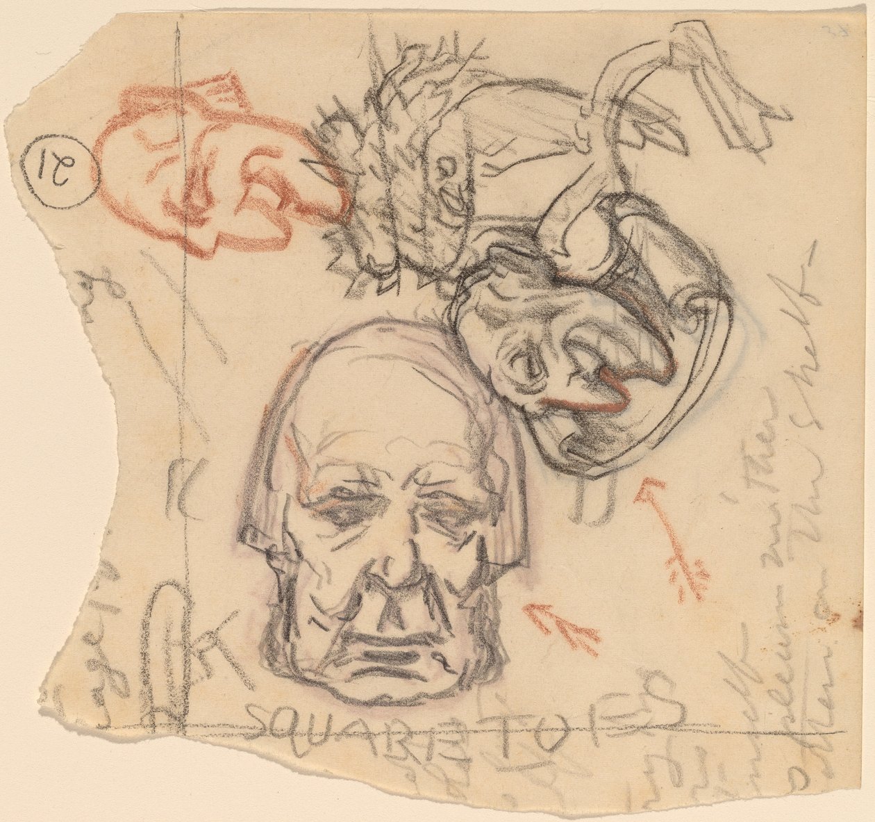Önarckép: Karikatúrák, c. 1918. alkotó: Elihu Vedder