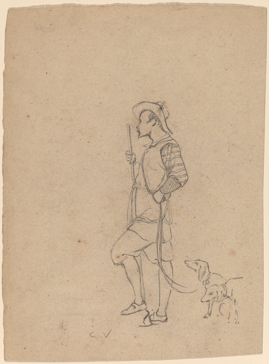 Tanulmány a Hunter with Dogs c. 1858. alkotó: Elihu Vedder