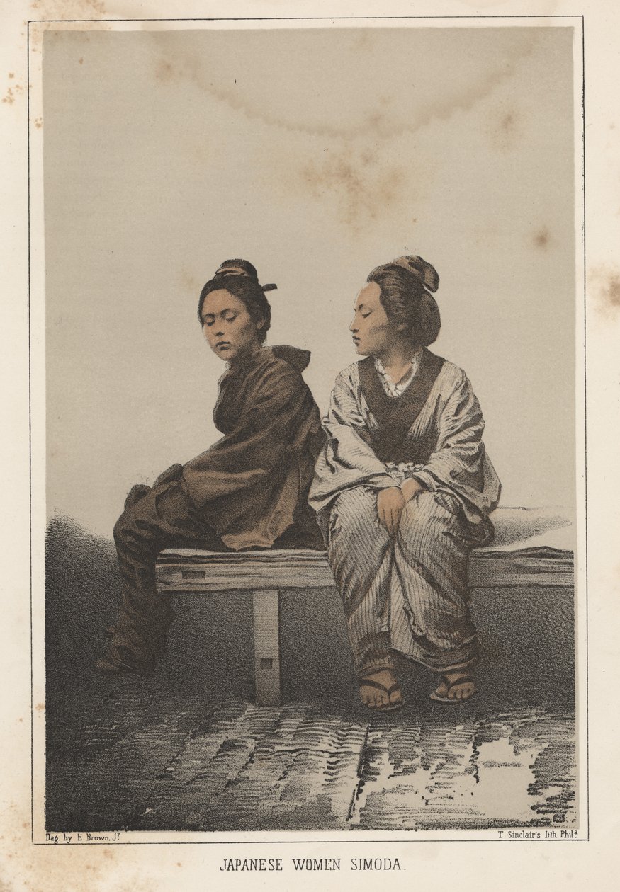 Japán nők, Simoda, 1855 alkotó: Eliphalet Brown