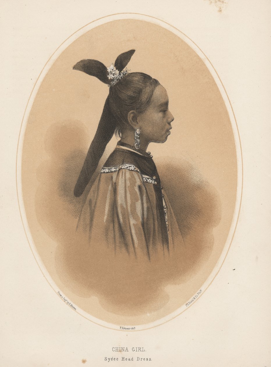 Kínai lány, Sycee fejruha, 1855 alkotó: Eliphalet Brown