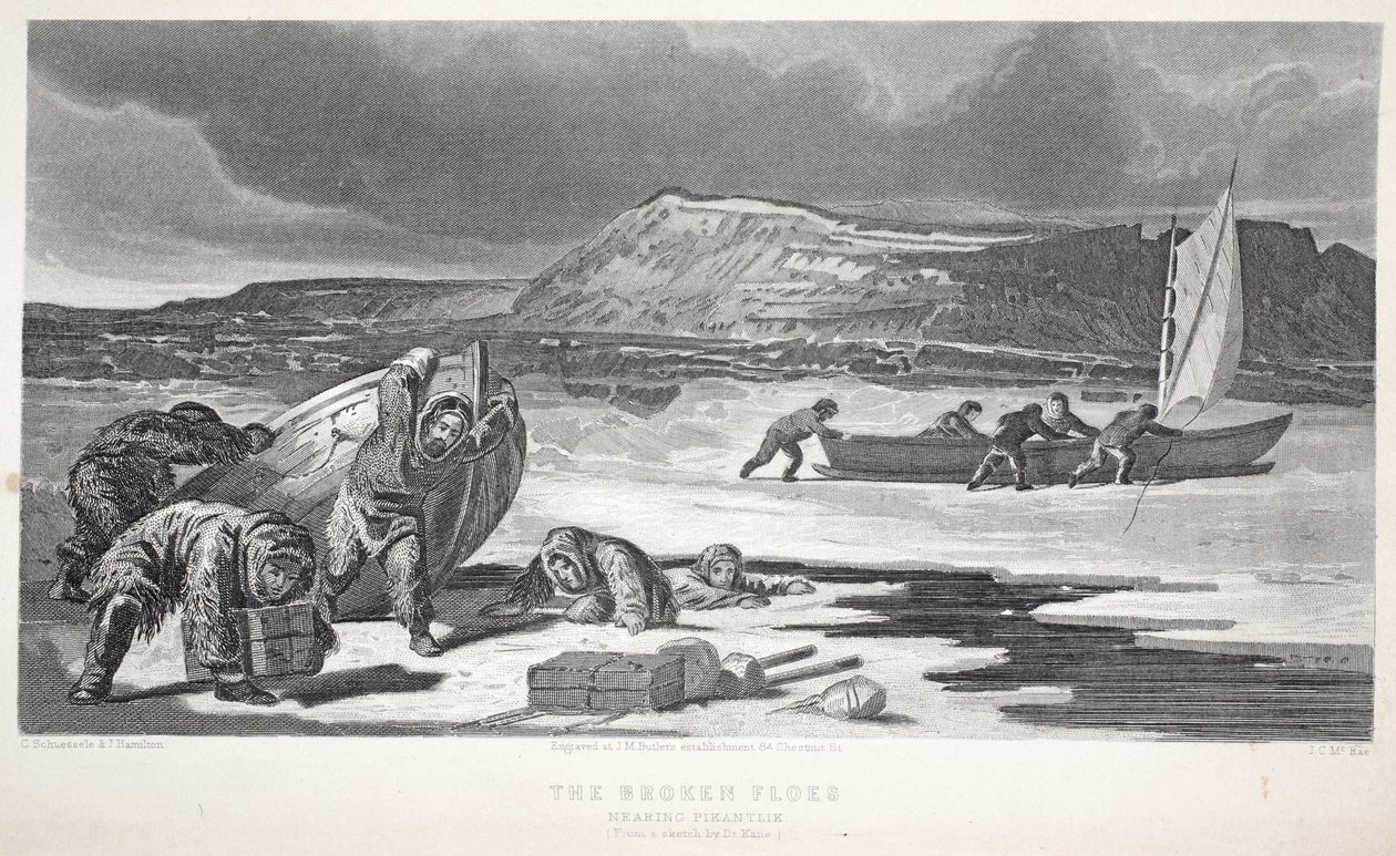 The Broken Floes, illusztráció a "The second Grinnell Expedition in Search of Sir John Franklin..." című filmből, 1856 alkotó: Elisha Kane
