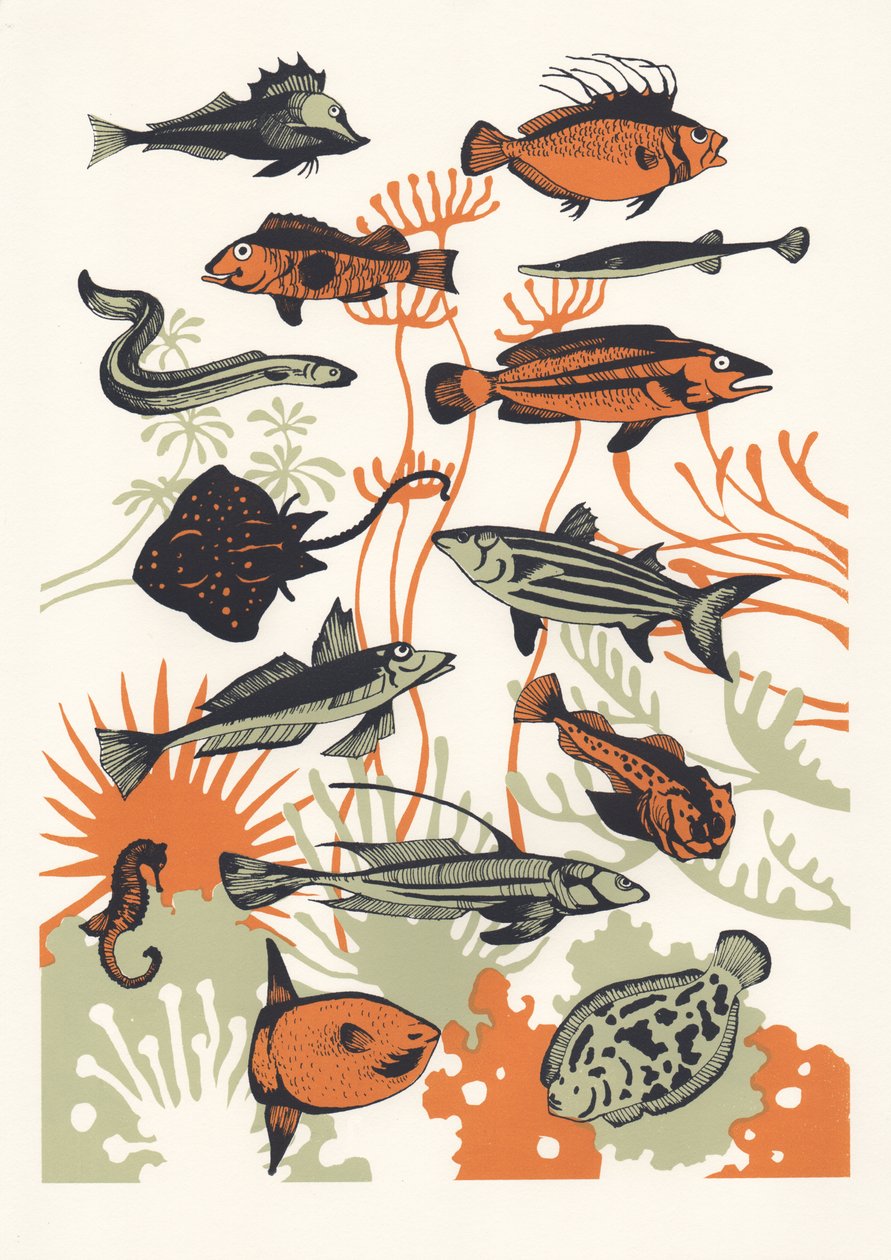 Narancssárga tengeri hal, 2015 (szitanyomás) alkotó: Eliza Southwood