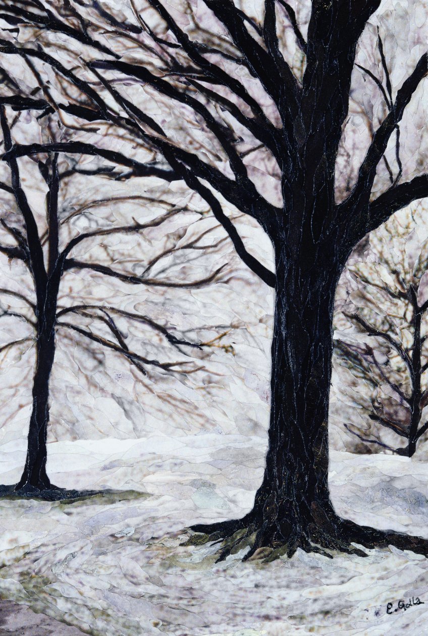 Téli fák, Greenwich Park, 2004 (papírmozaik-kollázs) alkotó: Ellen Golla