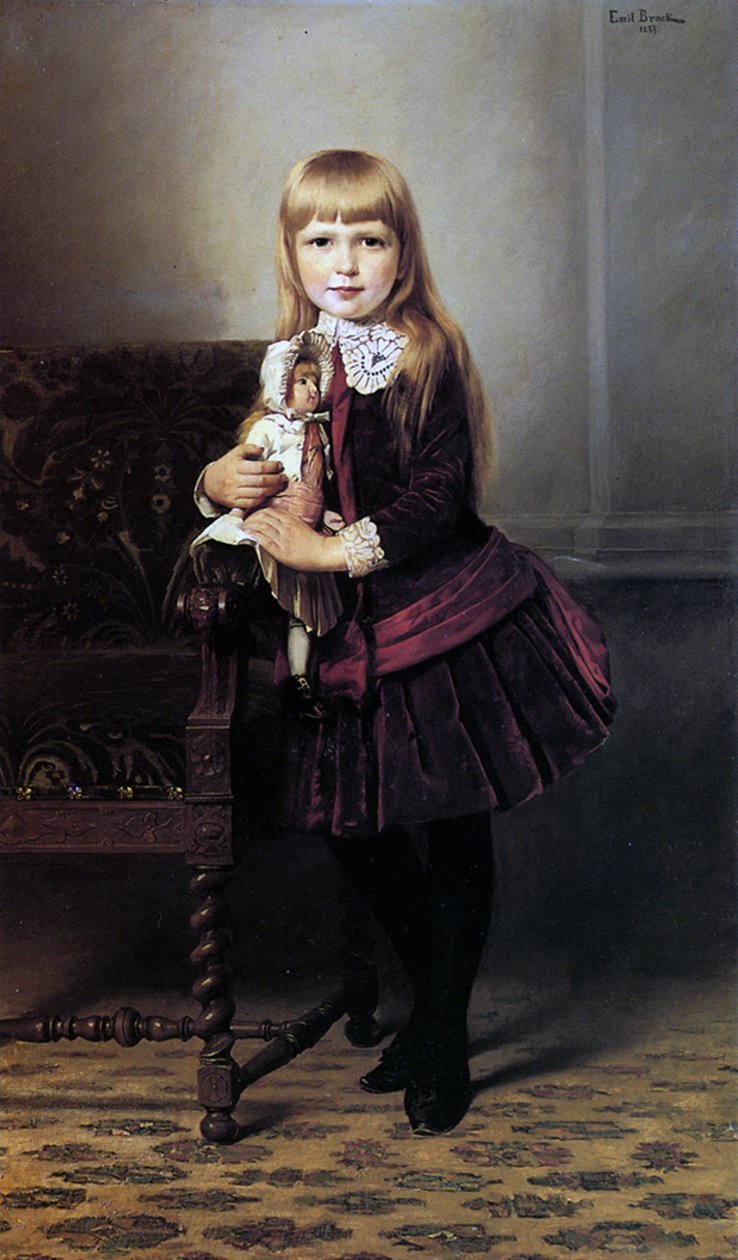 Fiatal lány babájával, 1887 alkotó: Emil Brack