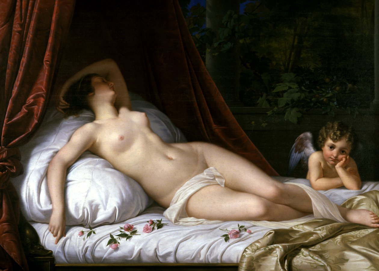 Fekvő Vénusz Ámorral, 1839 alkotó: Emil Jacobs