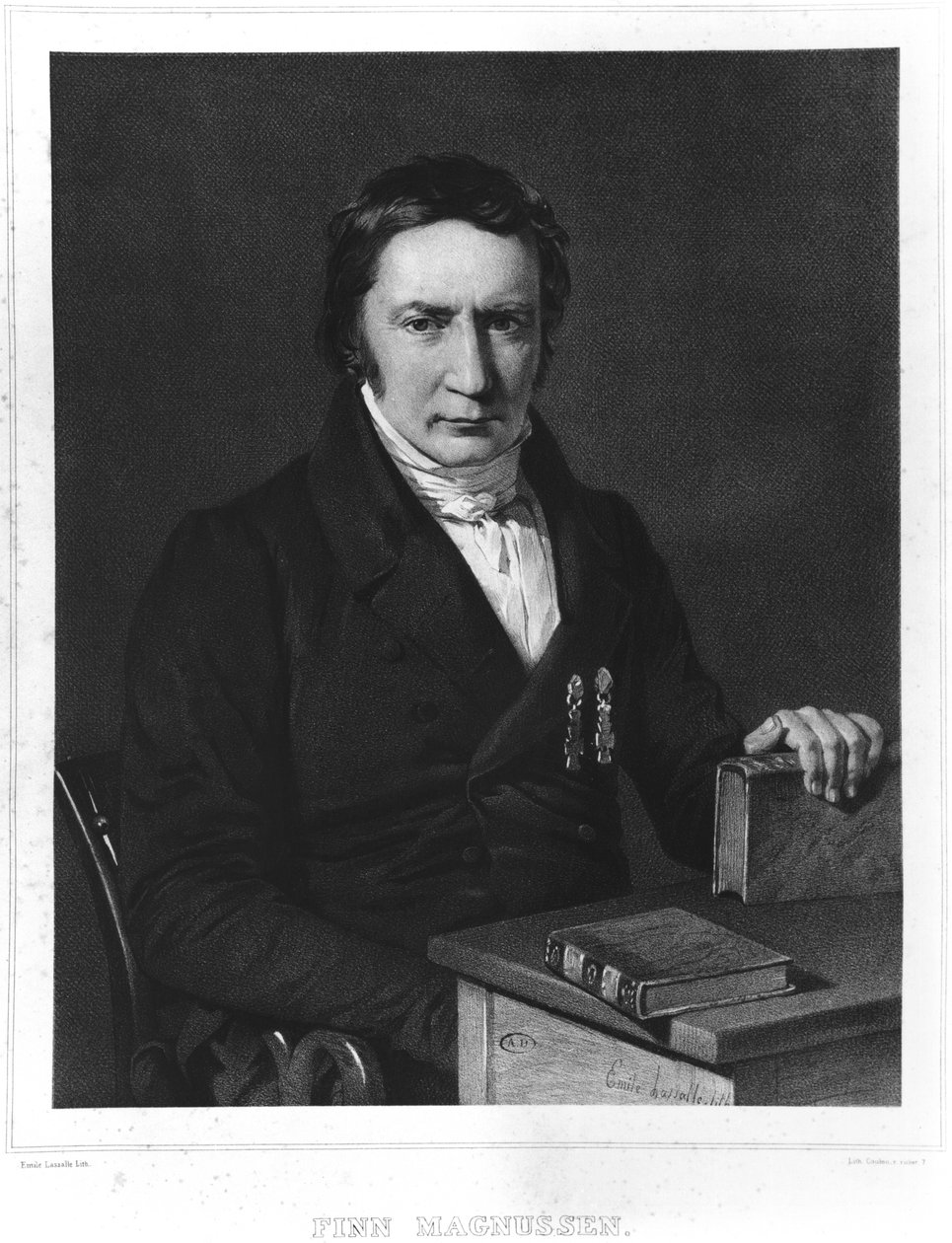 Finn Magnussen (1781-1847) illusztrációja a „Voyage en Islande et au Grönlandon, a király parancsára Paul Gaimard irányítása alatt”, Eugene Robert (1806-79) 1851-ben megjelent Párizsban (bw) alkotó: Emile Lassalle