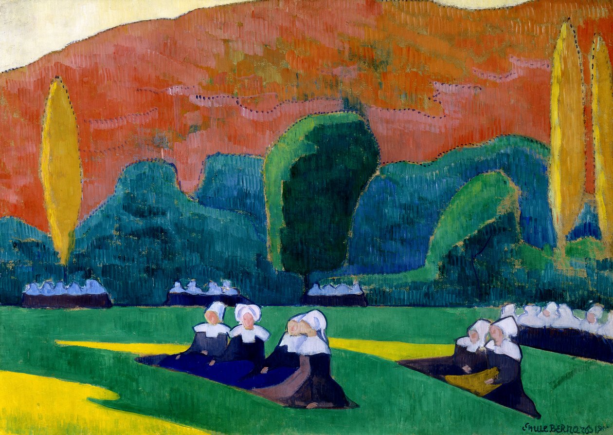 A breton nők kegyelmet vesznek részt alkotó: Emile Bernard