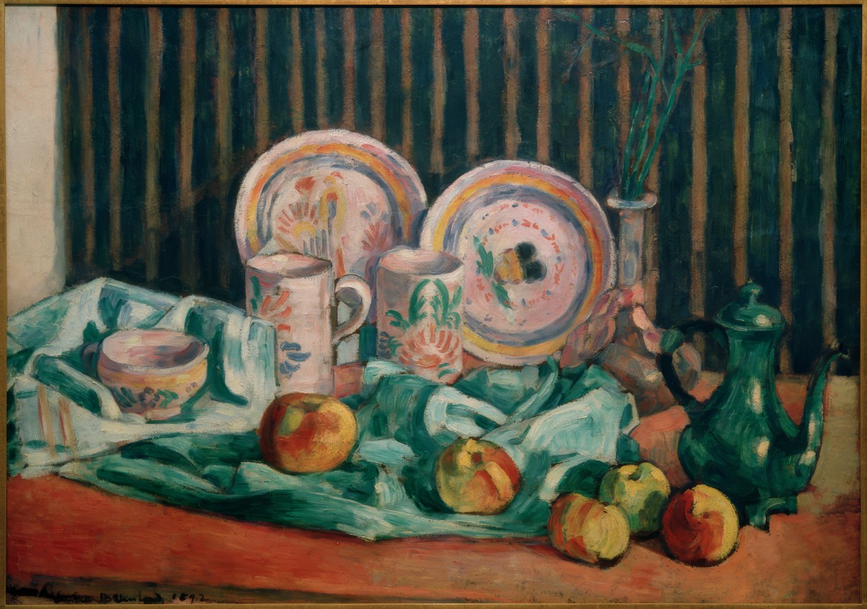 Csendélet almával és breton kerámiával alkotó: Emile Bernard