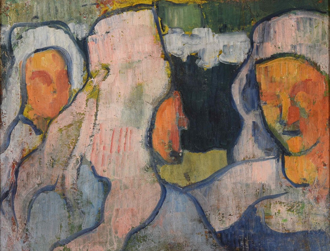 Három breton nő gyászos fejdíszben, 1888. alkotó: Emile Bernard