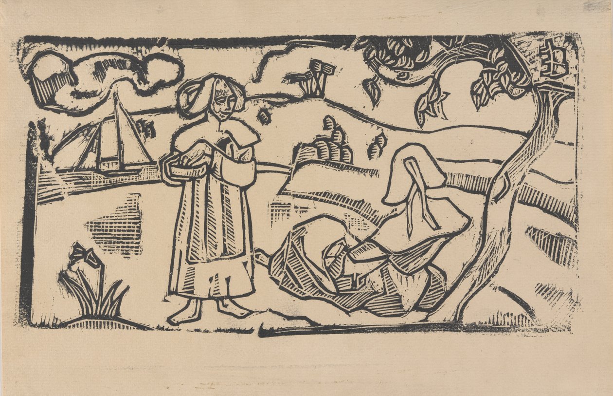 Két breton nő, 1891 körül (fanyomat) alkotó: Emile Bernard