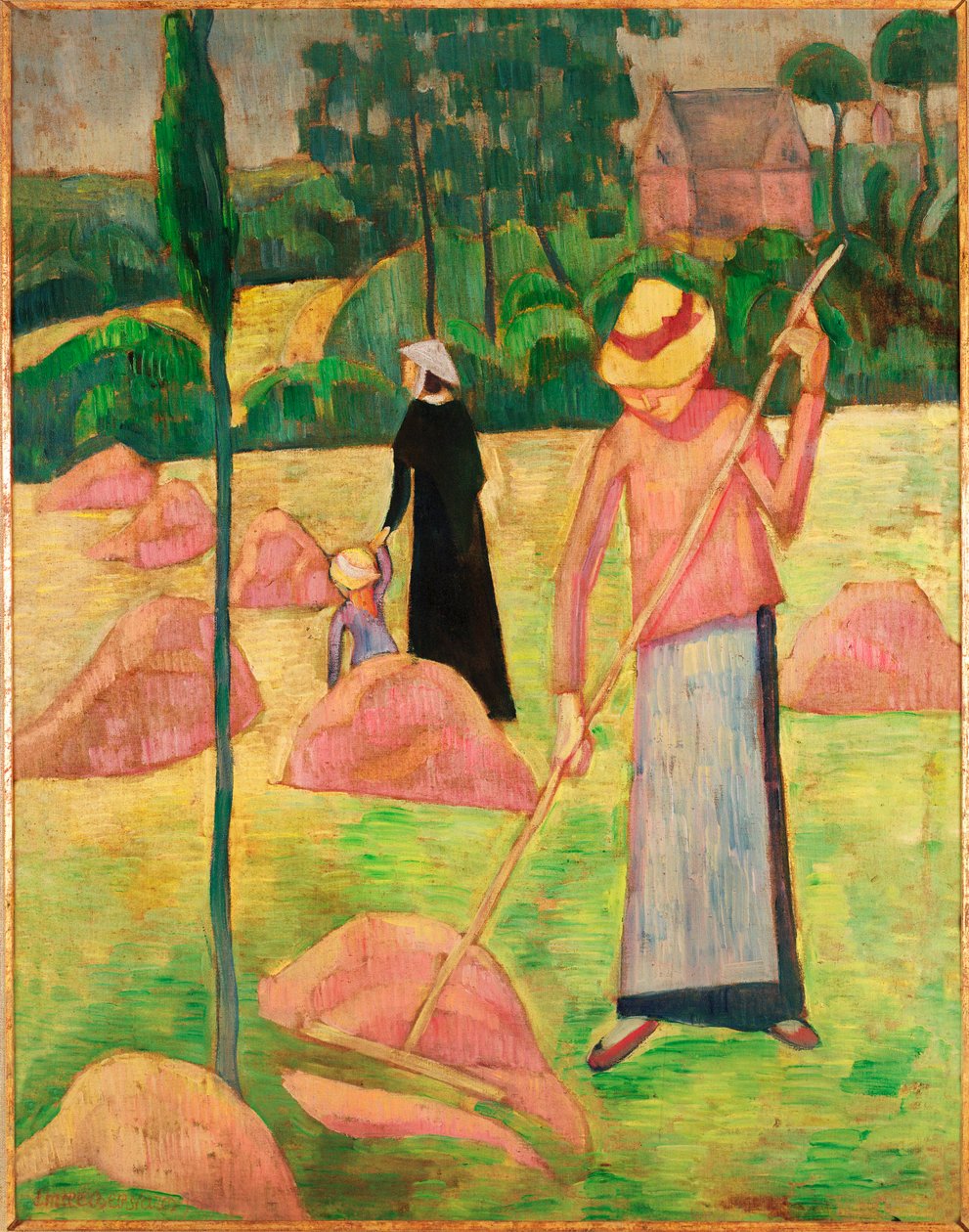 Nő gereblyével ... (olaj, vászon) alkotó: Emile Bernard