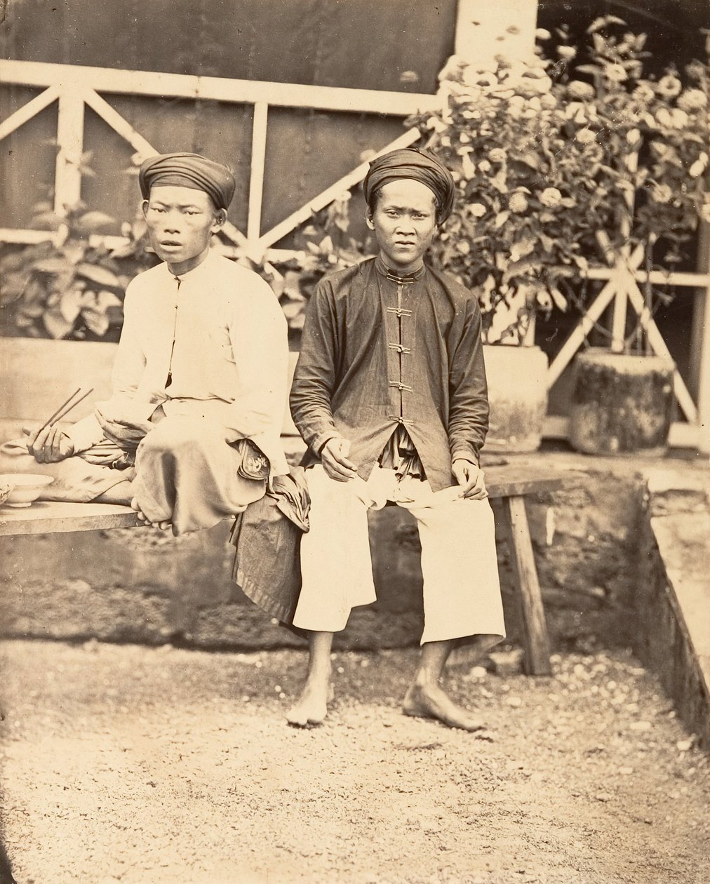 Rizst evő milícisták, Cochinchina, 1866. alkotó: Emile Gsell