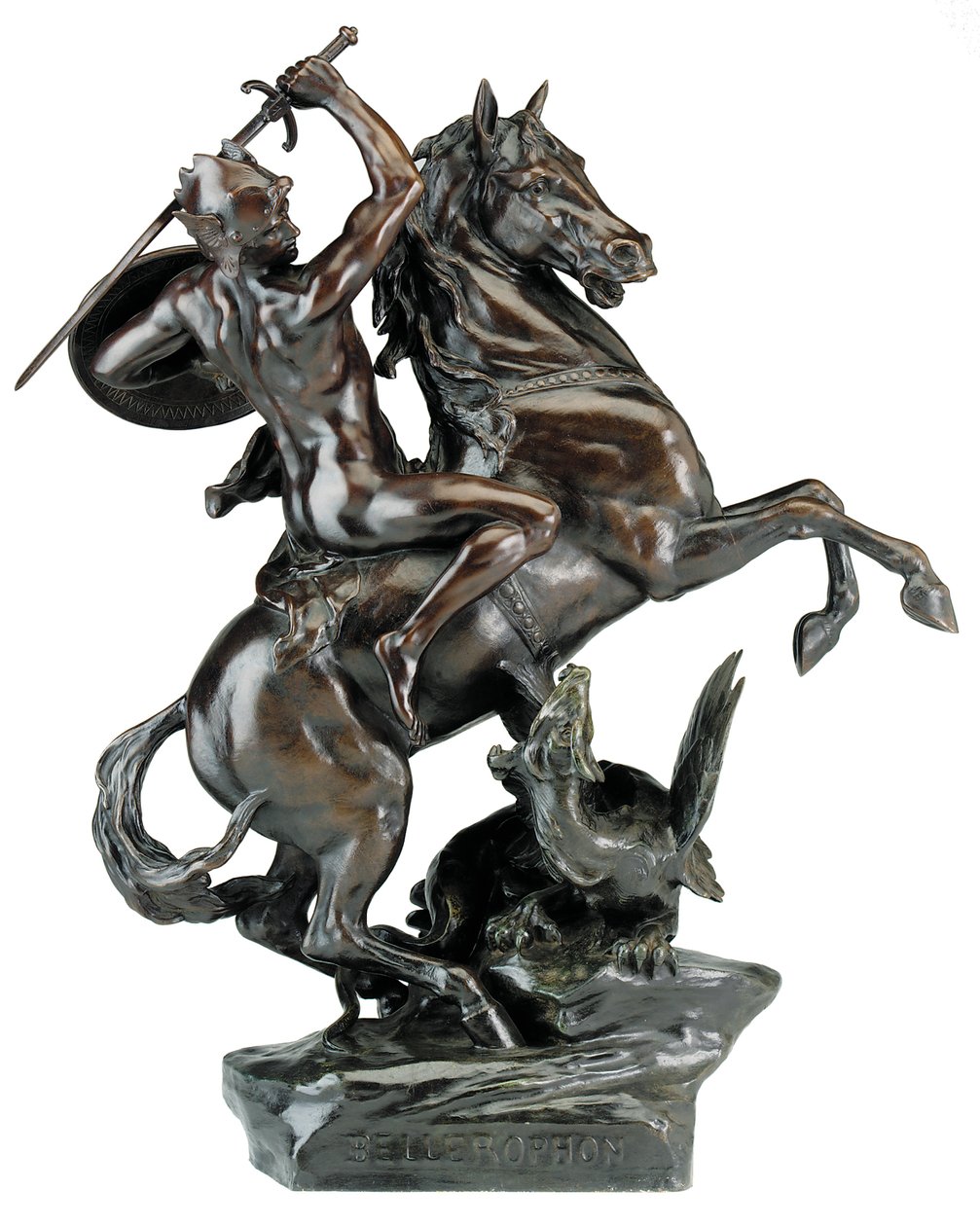 Bellerophon megöli a kimérát (bronz) alkotó: Emile Louis (after) Picault