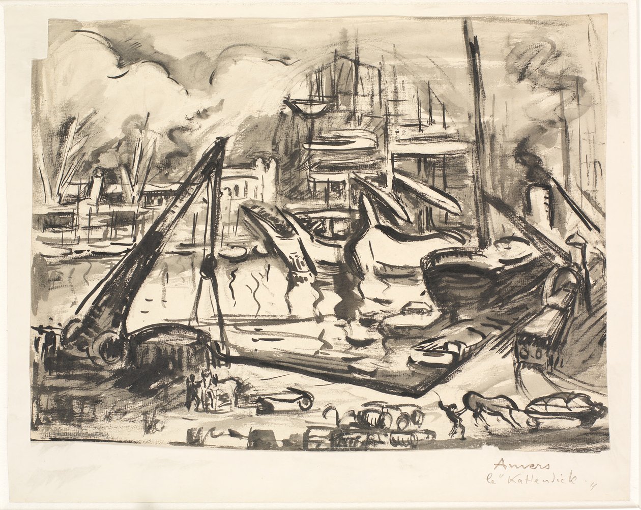 A Kattendick kikötő medencéje Antwerpenben. alkotó: Emile Othon Friesz