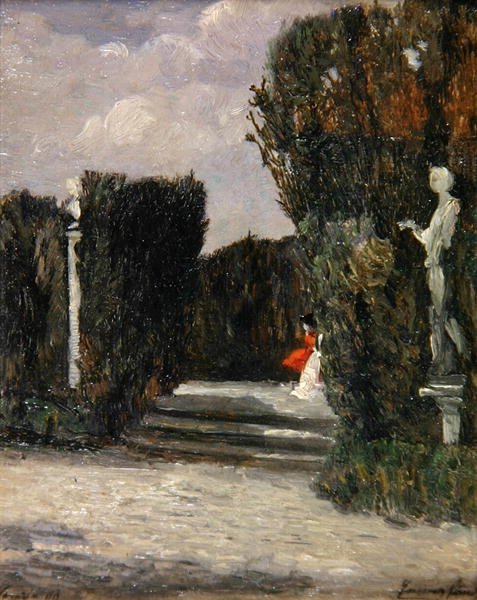 Villa Albani, Róma (olaj, panel) alkotó: Emma Ciardi