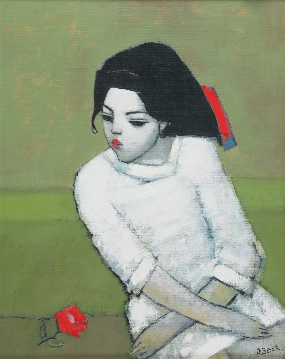 Lizzie fehérben (olaj a fedélzeten) alkotó: Endre Roder
