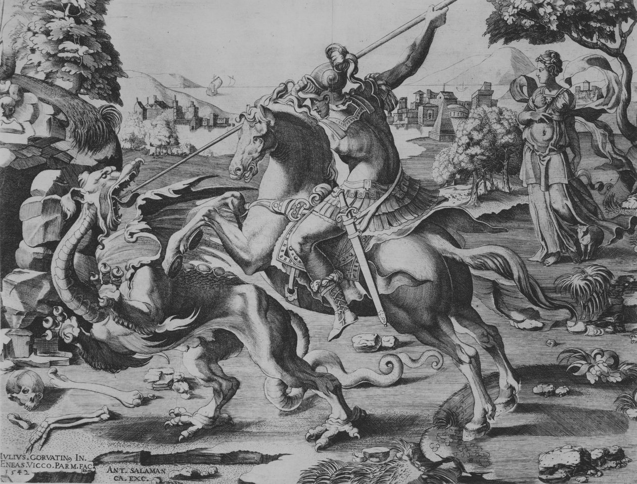 Szent György megöli a sárkányt, 1542. alkotó: Enea Vico