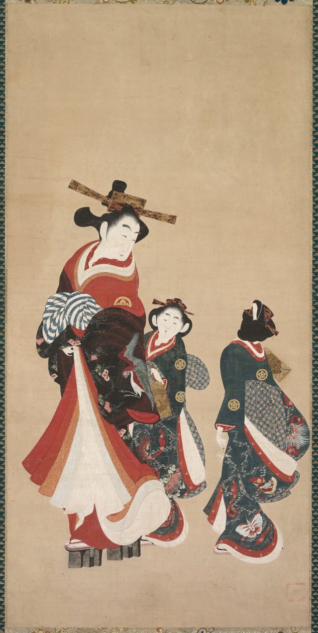 udvarhölgy és kísérők, c. 1748-1751. alkotó: Engetsudo