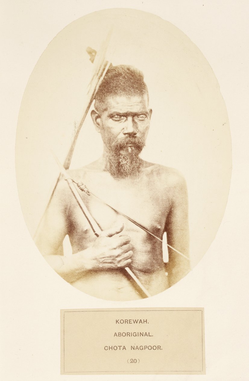 Korewah, Aboriginal, Chota Nagpoor, The People of India, J. Forbes Watson, megjelent 1868 (albumnyomat) alkotó: English Photographer