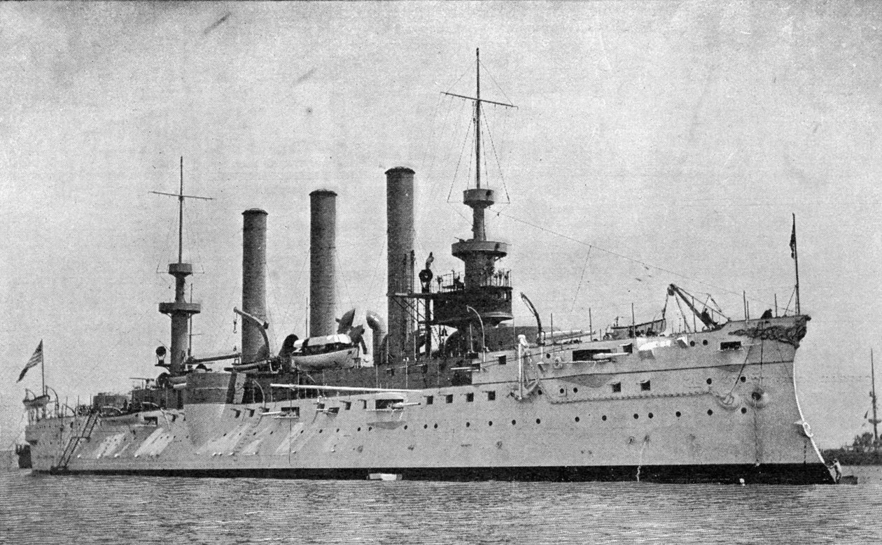 Az Egyesült Államok Brooklyn csatahajója, amely Lord Pauncefote maradványait Angliába vitte, illusztráció a The Graphic-ból, 1902. július 19. alkotó: English Photographer