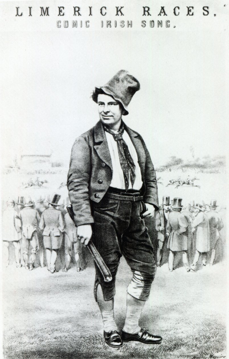 A "Limerick Races" című komikus ír dal reklámja Sam Collins előadásában alkotó: English School