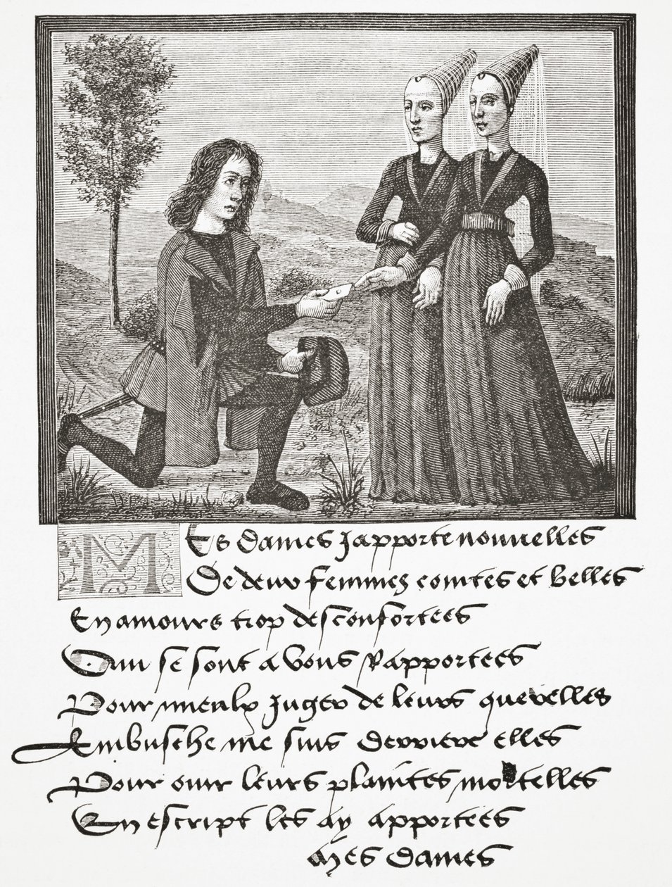 Alain Chartier (térdelő), 1878 alkotó: English School