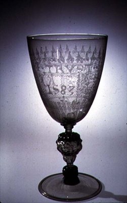Giacomo Verzelini, London, 1583 (üveg), gyémánthegyű gravírozott serleg (Giacomo Verzelini) alkotó: English School