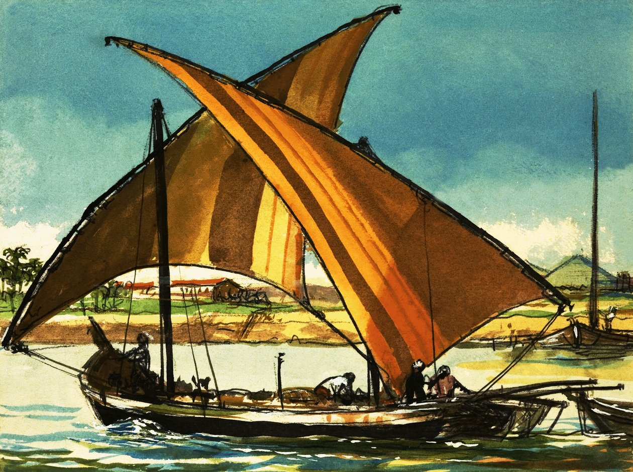 Felucca hajók a Níluson alkotó: English School