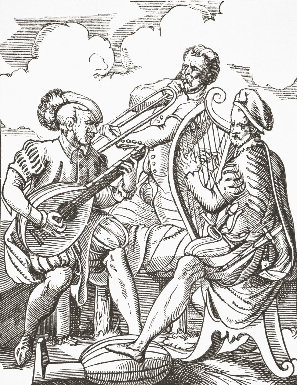 Német zenészek lanton és gitáron, 1878 alkotó: English School