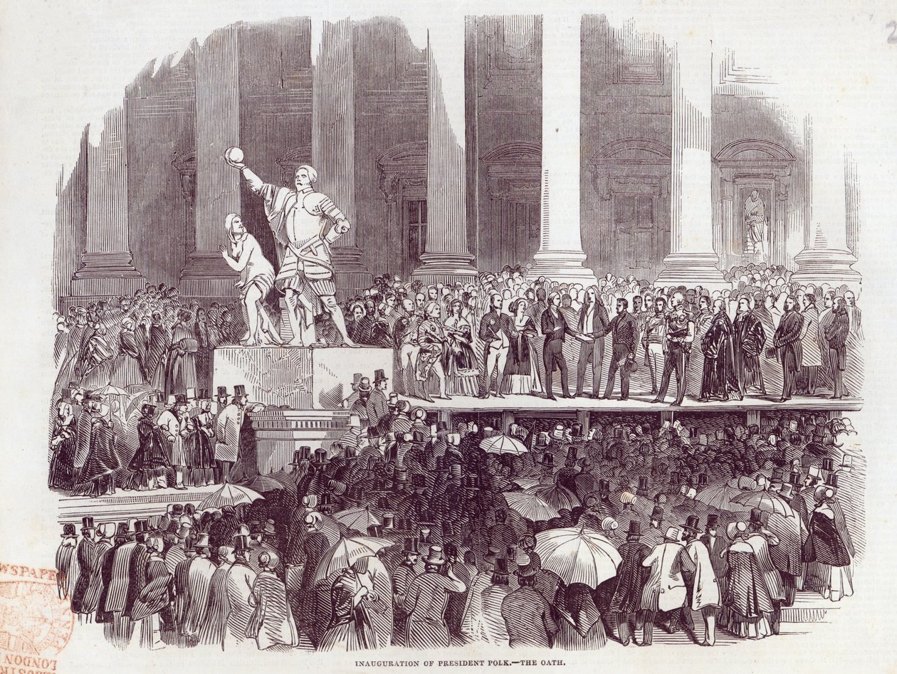 Polk elnök beiktatása: Az eskü, a „The Illustrated London News”-ból, 1845. április 19. alkotó: English School