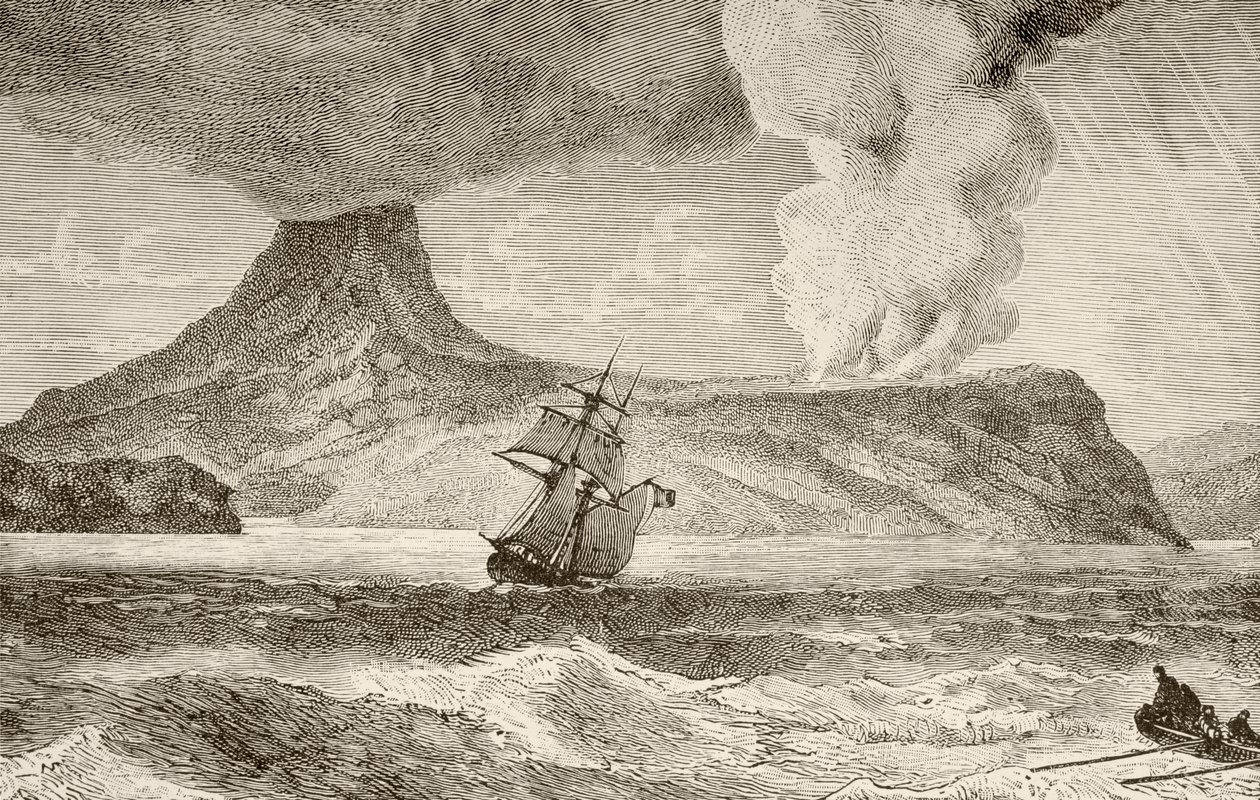A Krakatoa-sziget kitörése 1883 augusztusában alkotó: English School