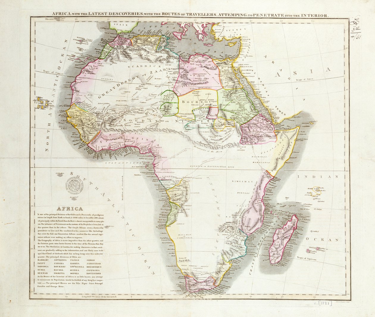 Afrika térképe, 1821 alkotó: English School