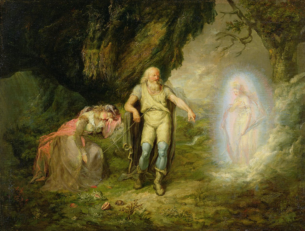 Miranda, Prospero és Ariel, William Shakespeare "The Tempest" című művéből, 1780 körül alkotó: English School