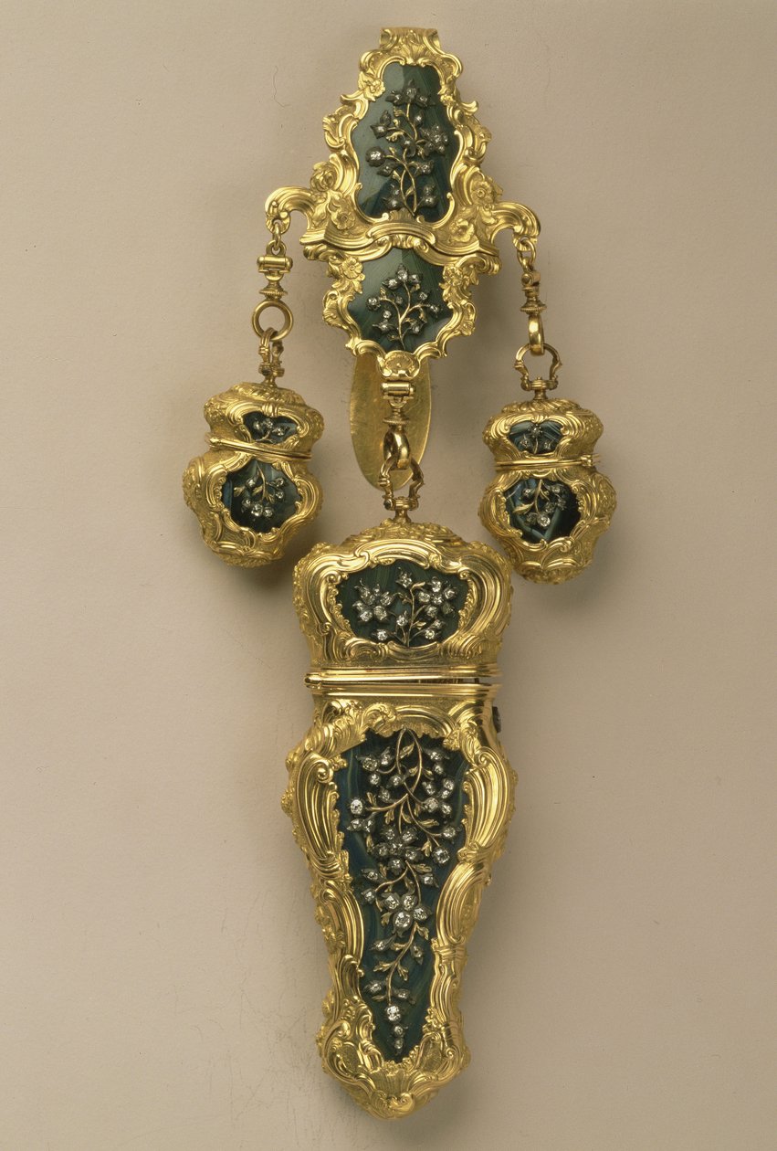 Necessaire egy chatelaine, Thomas Tearle, London, 1752-53 (akát, arany és gyémánt) alkotó: English School