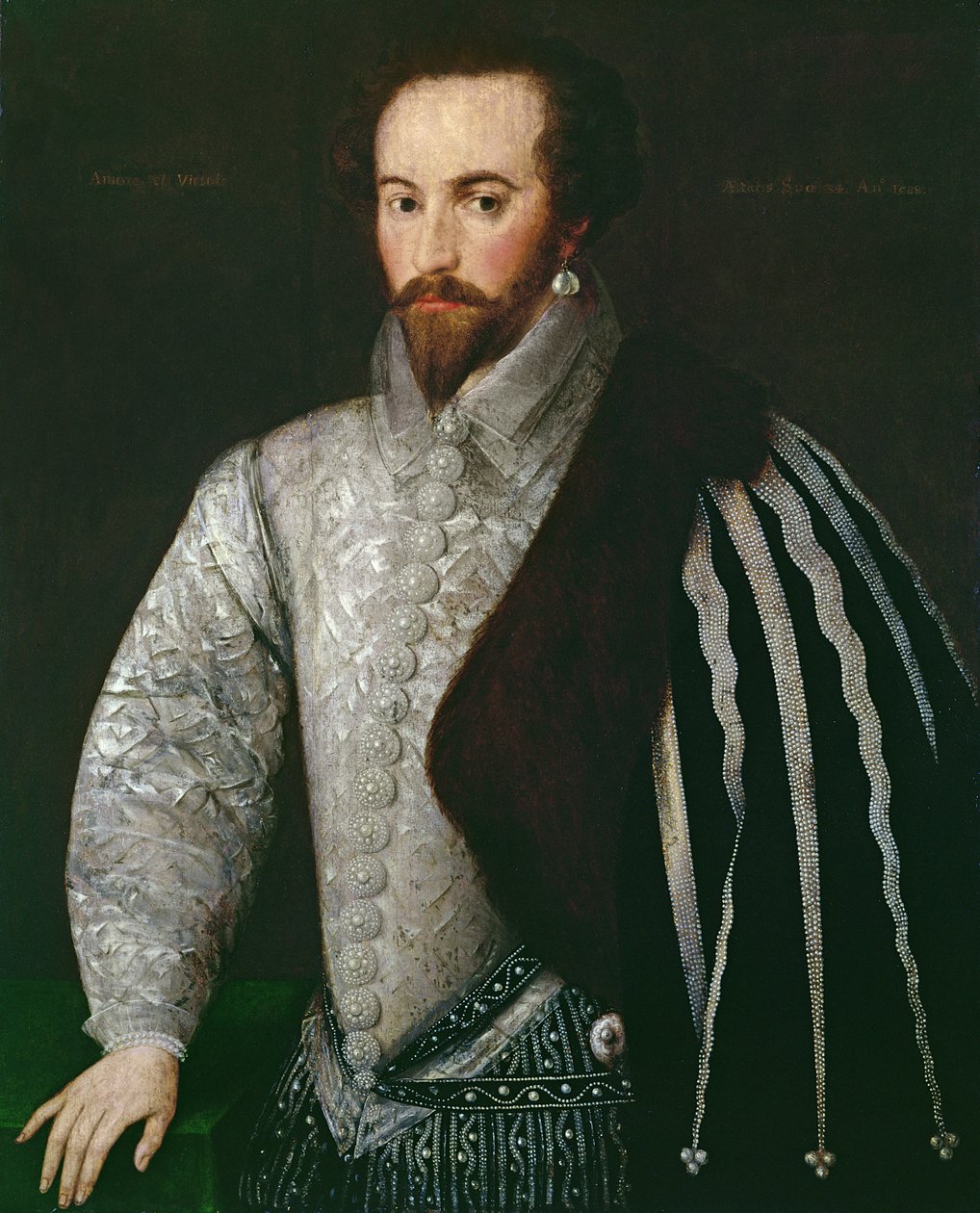 Sir Walter Raleigh (1554-1618) portréja, 1588 alkotó: English School