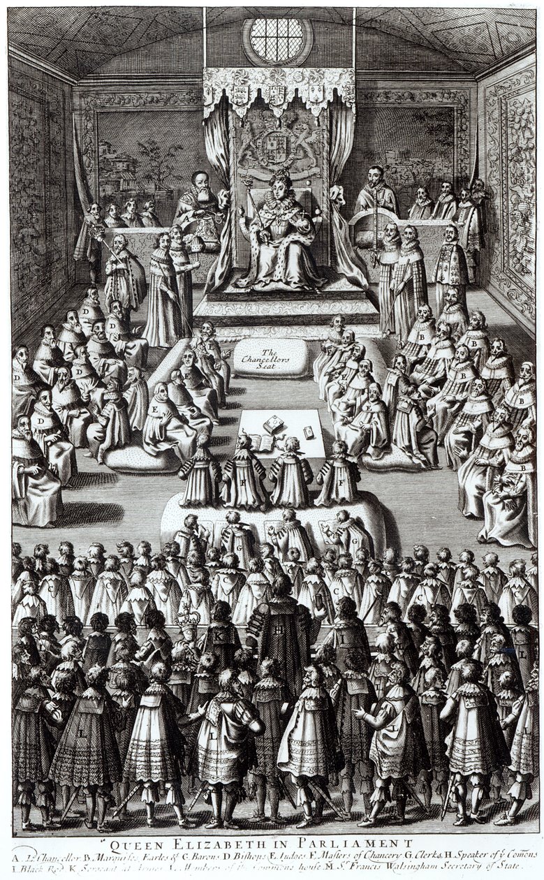 I. Erzsébet királynő (1533-1603) és a parlament alkotó: English School