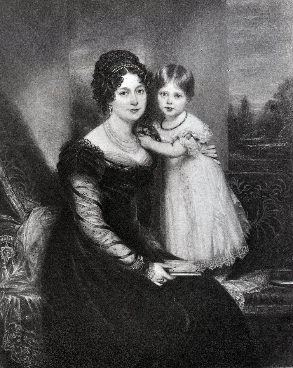 Viktória királynő csecsemőként édesanyjával, Kent hercegnőjével, 1822 körül alkotó: English School