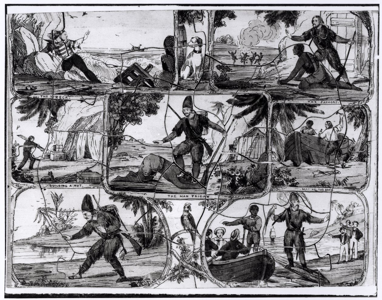 Jelenetek Daniel Defoe (1660-1731) "Robinson Crusoe" című művéből alkotó: English School