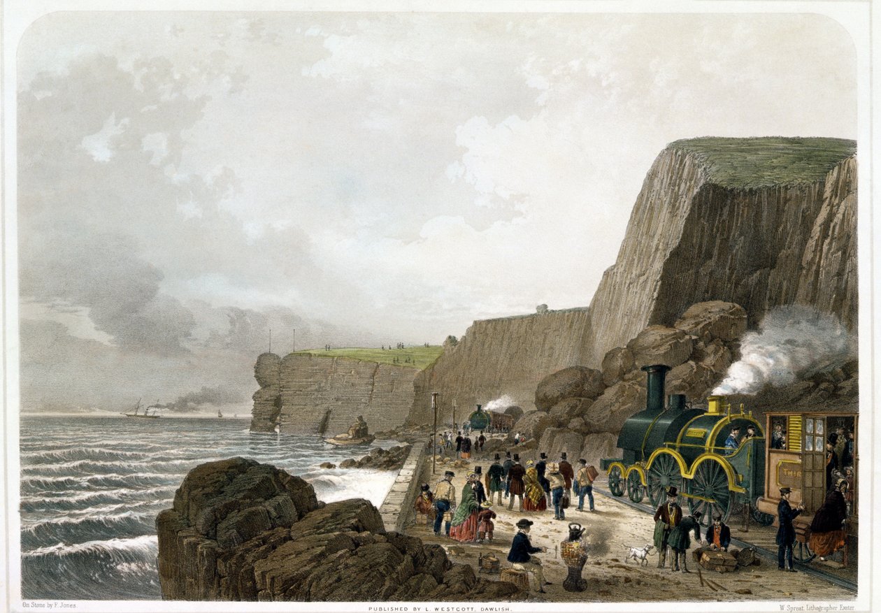 Dél-Devon vasút: Földcsuszamlás a Parson and Clerk Rock közelében, 1852. december 29. alkotó: English School