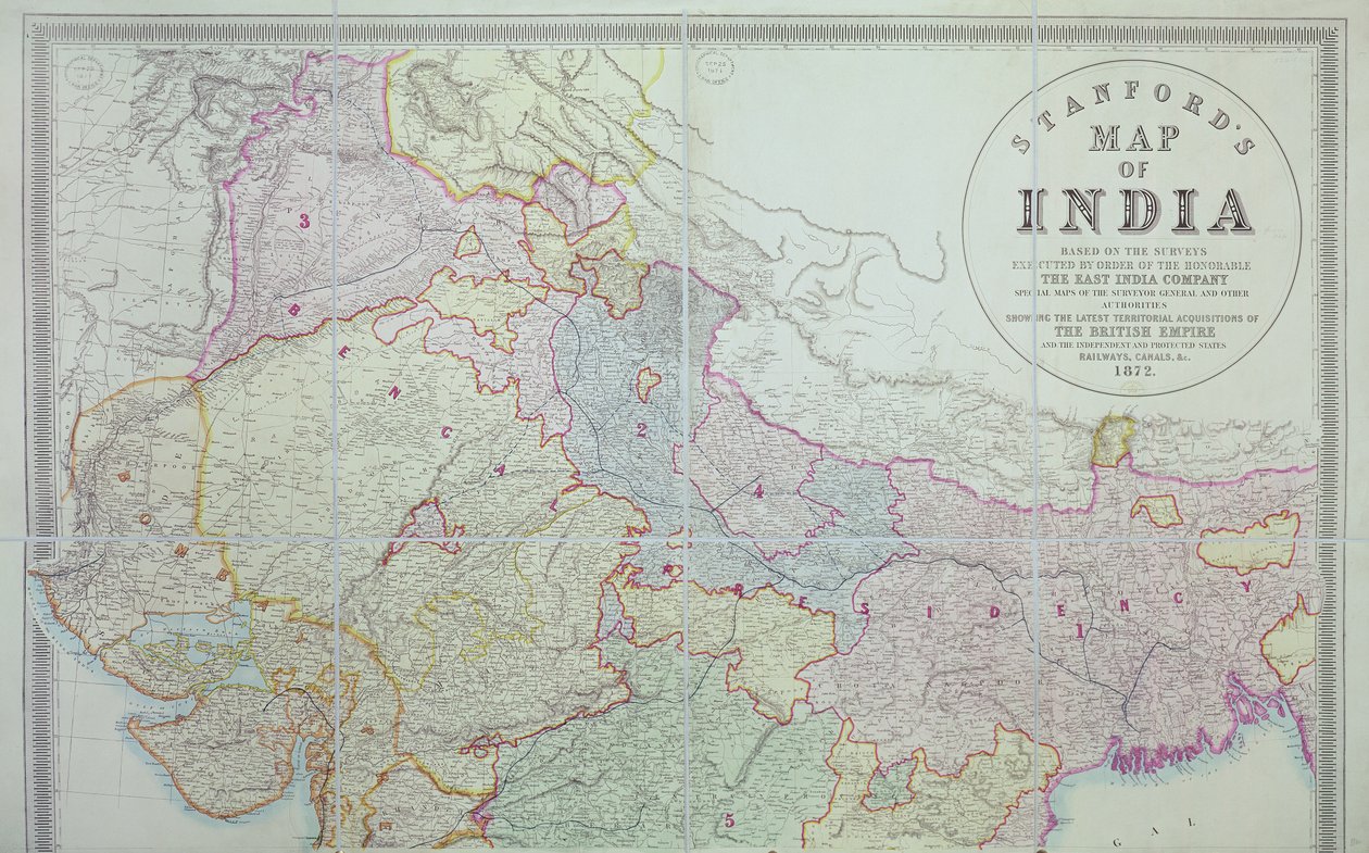 Stanfords India térképe, 1872 alkotó: English School