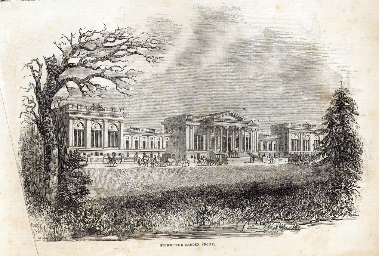 Stowe – The Garden Front, a „The Illustrated London News”-ból, 1845. január 18. alkotó: English School