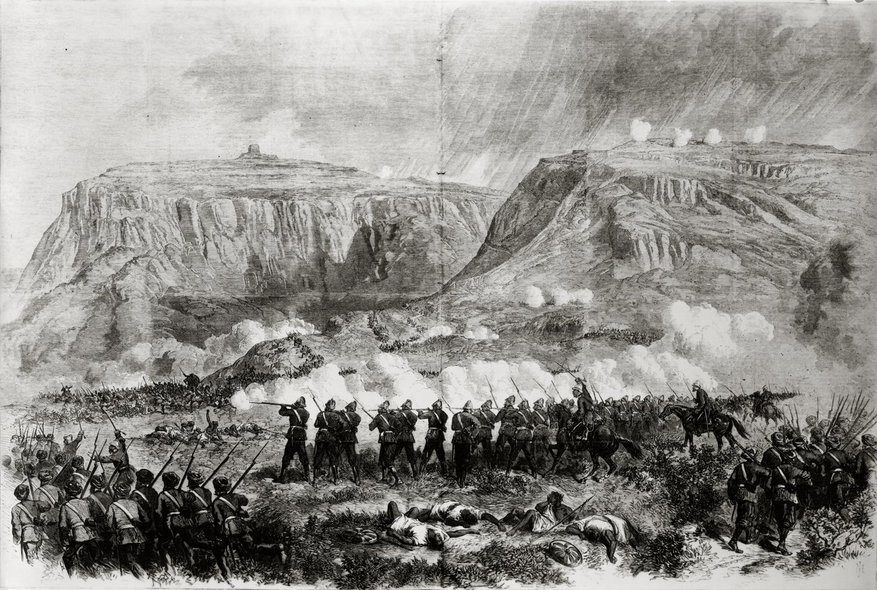 Az Abesszin Expedíció: A Magdala előtti arogee-i csata április 10-én, nagypénteken, megjelent a „The Illustrated London News”-ban. 1868 alkotó: English School