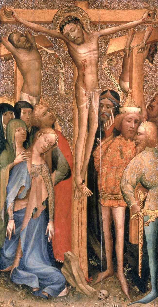 A keresztre feszítés, 1395 körül (tempera és aranyozott ón dombormű a panelen) alkotó: English School