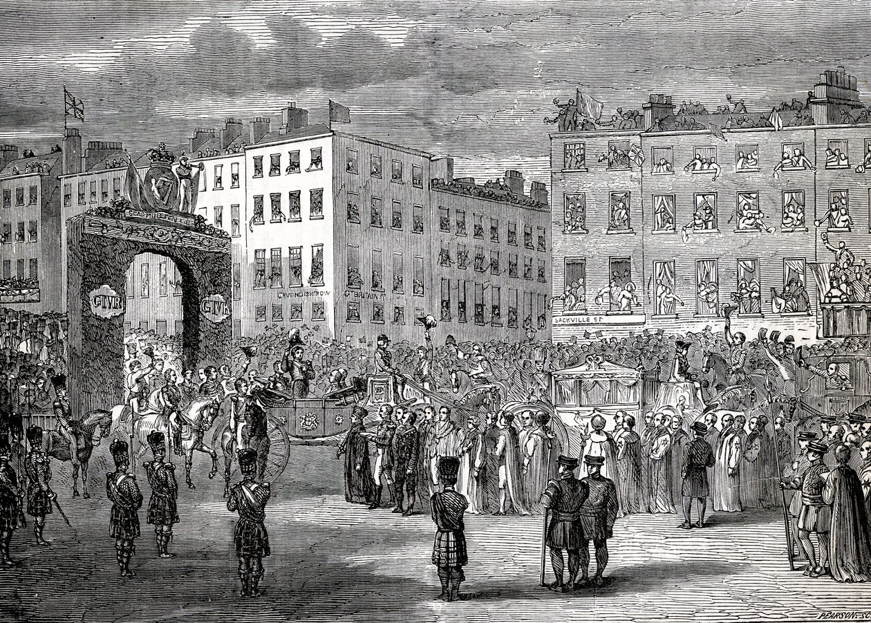 IV. György (1762-1830) beutazása Dublinba, 1821. szeptember 3., vésette Pearson alkotó: English School