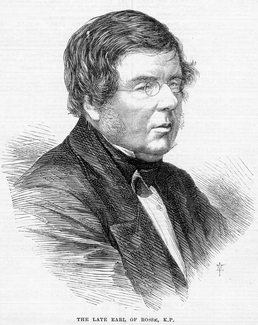 The Late Earl of Rosse, K.P., illusztráció az „Illustrated London News”-ból, 1867 alkotó: English School
