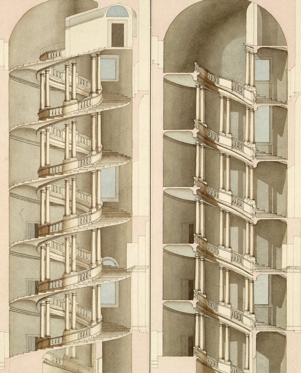 A Villa Farnese lépcsőháza, Caprarola, 1800 (wc) alkotó: English School
