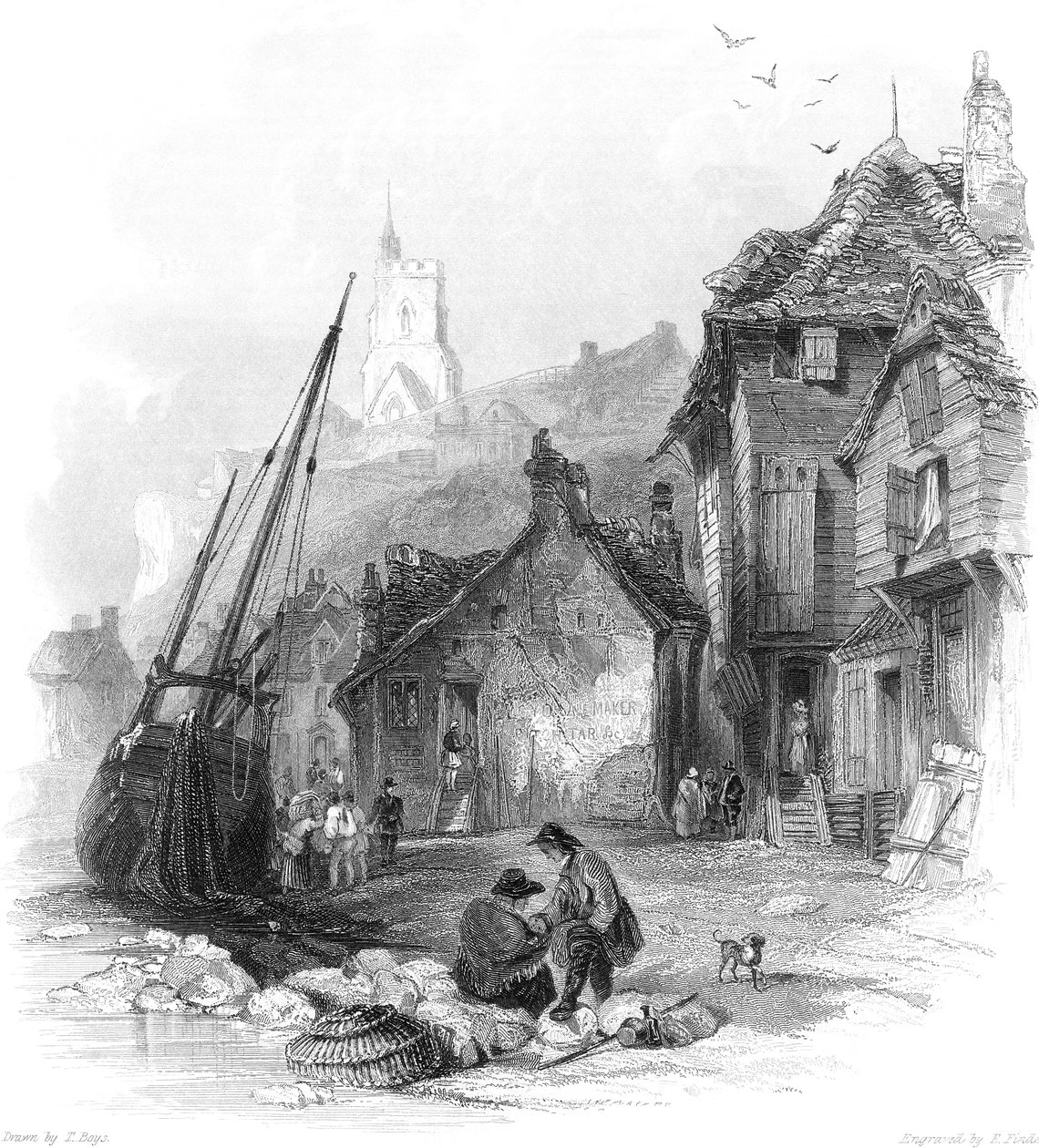 Kilátás Folkestone-ra alkotó: English School