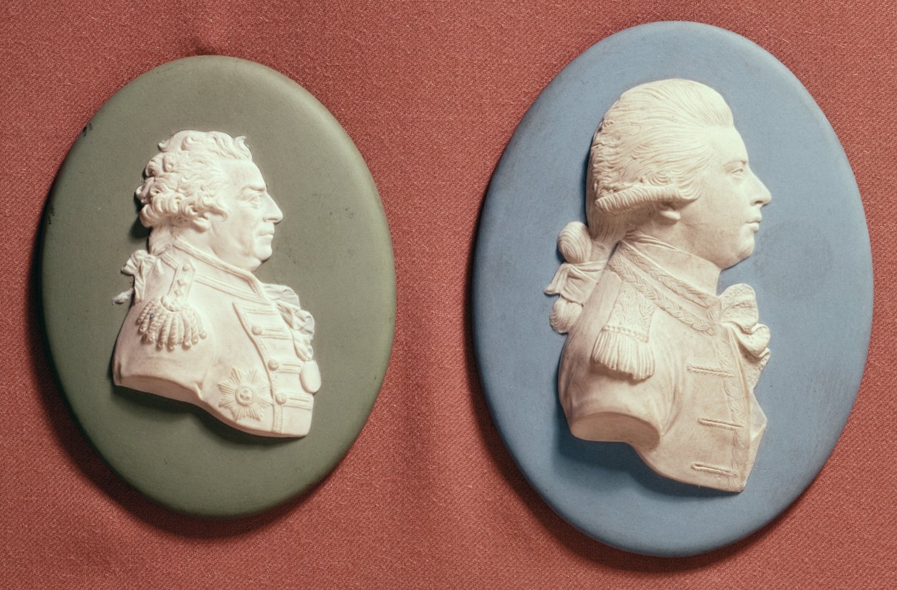 IV. György (1762-1830) walesi herceg és Duncombe 1. vikomt Wedgwood-medaillonjai, 19. század eleje (jasperware) alkotó: English School